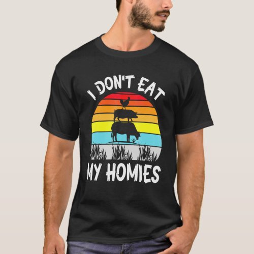 Chicken Ride Pig Riding Cow Together I Don't Eat M T-Shirt