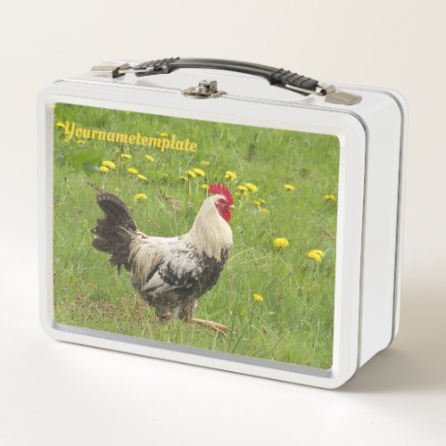 chicken rooster animal bird farm agriculture metal lunch box