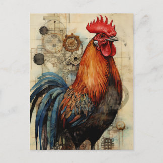 Chicken Rooster Art Postcard