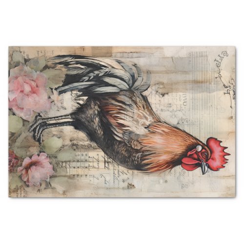 Chicken Rooster Art Vintage Decoupage Ephemera Tissue Paper