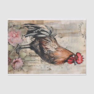 Chicken Rooster Art Vintage Decoupage Ephemera Tissue Paper