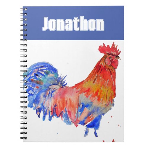 Chicken Rooster Bird Kids Boys Name Notebook