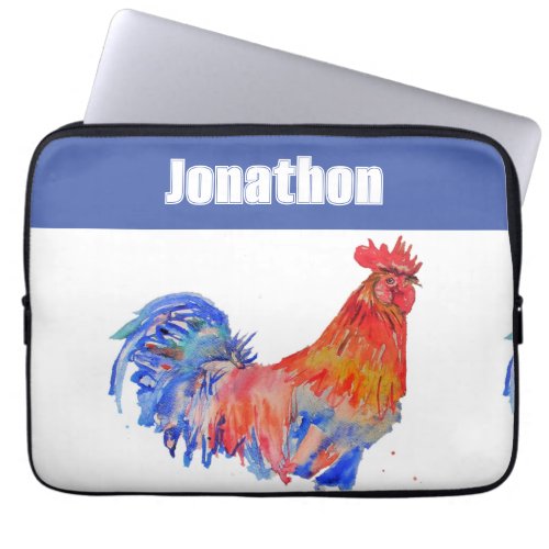 Chicken Rooster Bird Kids Boys Name Notebook Laptop Sleeve