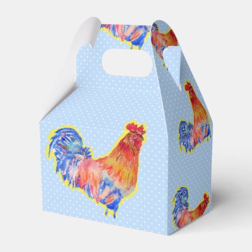 Chicken Rooster Blue Boys Birthday Cake Favor Box