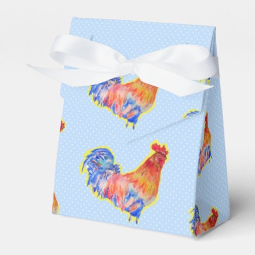 Chicken Rooster Blue Boys Birthday Cake Favor Box