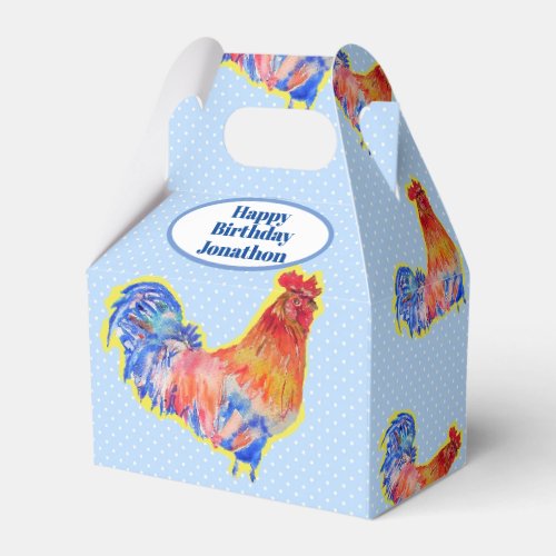 Chicken Rooster Boys Birthday Customizable Name Favor Boxes