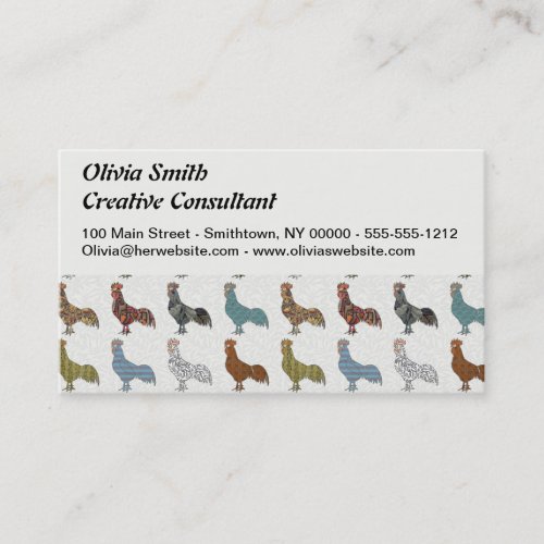 Chicken Rooster Colorful Pattern Farm Business Card