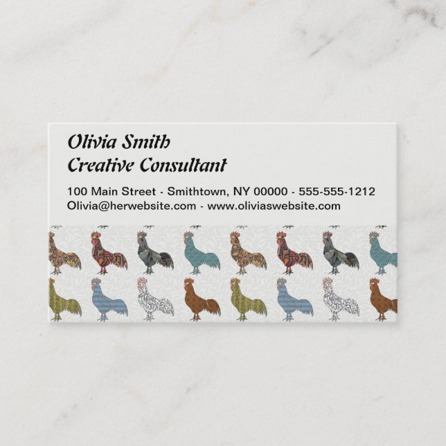 Chicken Rooster Colorful Pattern Farm Business Card (Front)