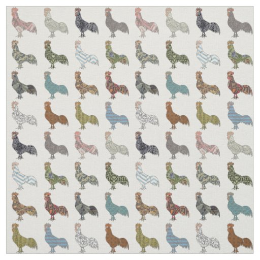 Chicken Rooster Colorful Pattern Farm Fabric