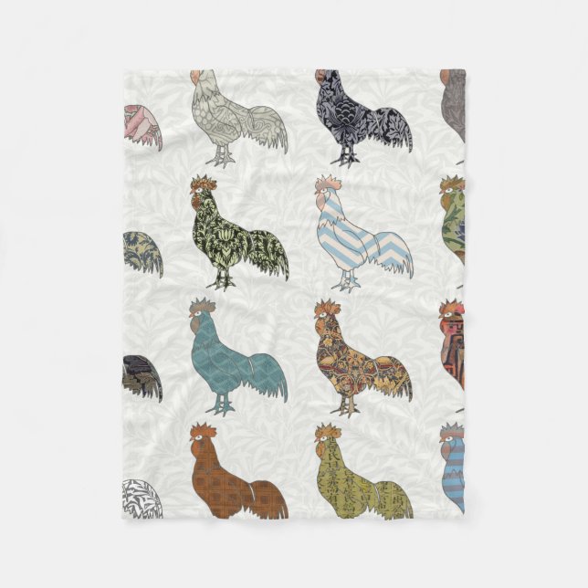 Chicken Rooster Colorful Pattern Farm Fleece Blanket (Front)