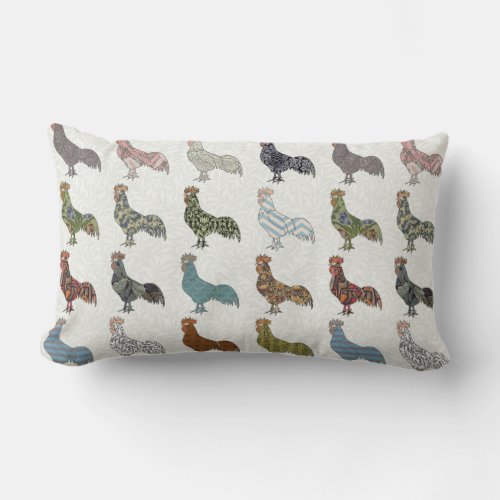 Chicken Rooster Colorful Pattern Farm Lumbar Pillow