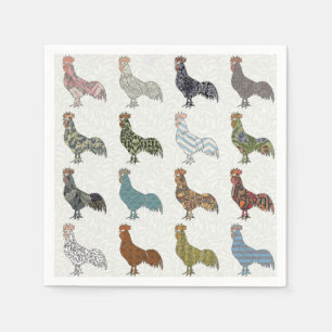 Chicken Rooster Colorful Pattern Farm Paper Napkins