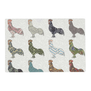 Chicken Rooster Colorful Pattern Farm Placemat
