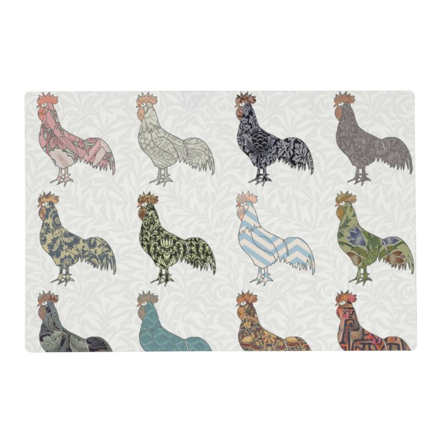 Chicken Rooster Colorful Pattern Farm Placemat (Front)