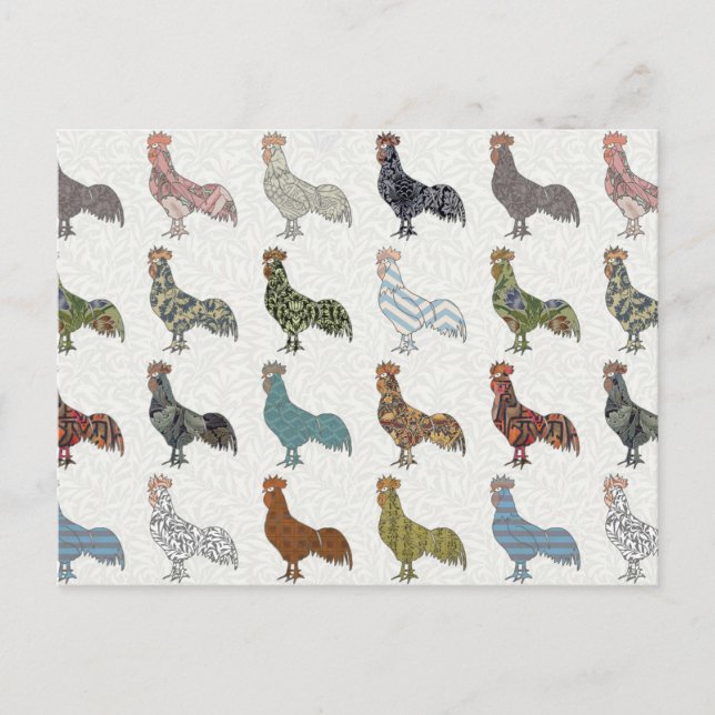Chicken Rooster Colorful Pattern Farm Postcard (Front)