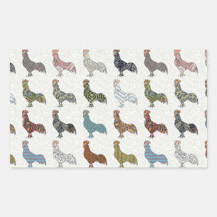Chicken Rooster Colorful Pattern Farm Rectangular Sticker