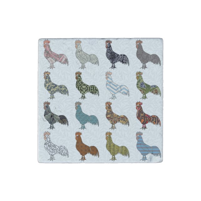 Chicken Rooster Colorful Pattern Farm Stone Magnet (First Magnet)