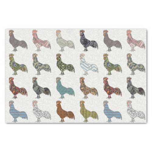 Chicken Rooster Colorful Pattern Farm Tissue Paper