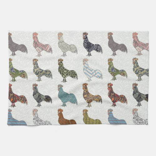 Chicken Rooster Colorful Pattern Farm Towel