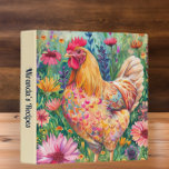 Chicken Rooster Flowers Farm Recipe Cookbook 3 Ring Binder
