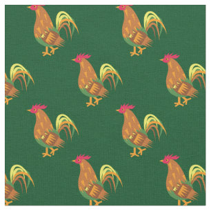 Chicken Rooster Kids Baby Nursery Green Fabric