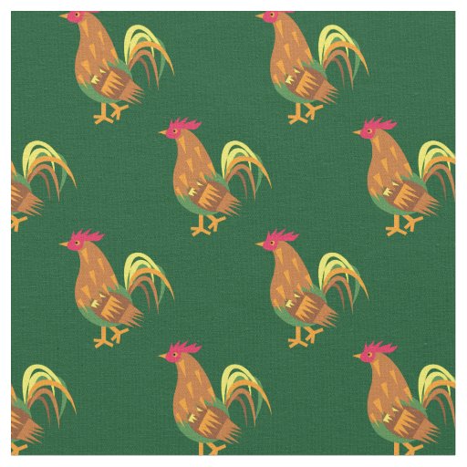 Chicken Rooster Kids Baby Nursery Green Fabric