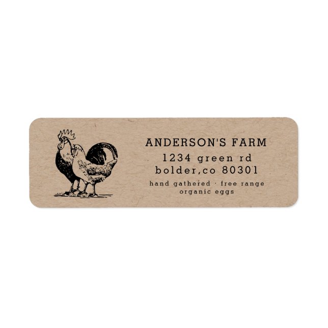 chicken rooster organic egg farm return address label (Front)