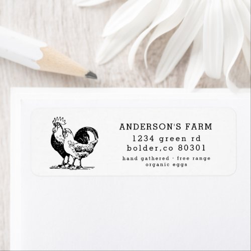 Chicken Rooster Organic Egg Farm Return Address Label