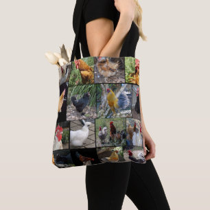 Chicken Rooster Photo Collage, Tote Bag
