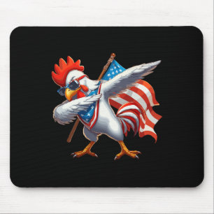 Chicken Rooster Sungles 4th Of July American Flag Mouse Pad