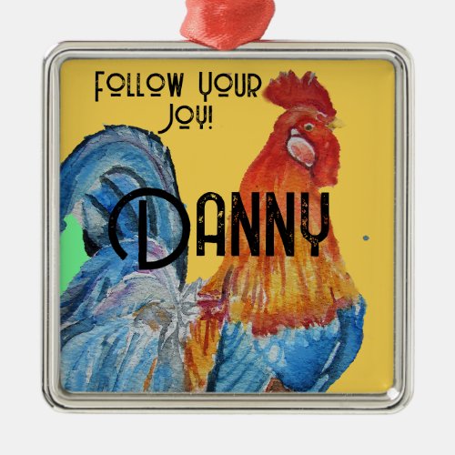 Chicken Rooster Watercolor Childs Name Decoration