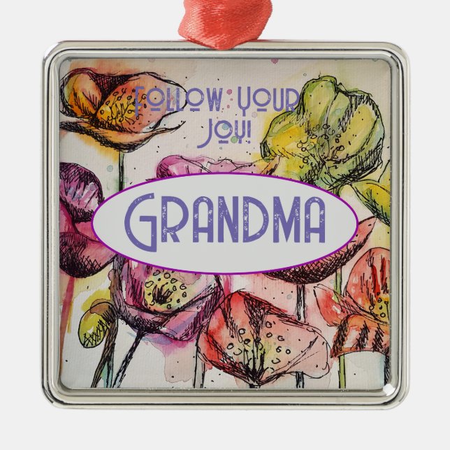 Chicken Rooster Watercolor Grandma Name Decoration (Front)