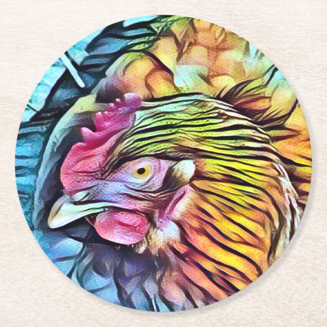 CHICKEN   ROUND PAPER COASTER (Front)