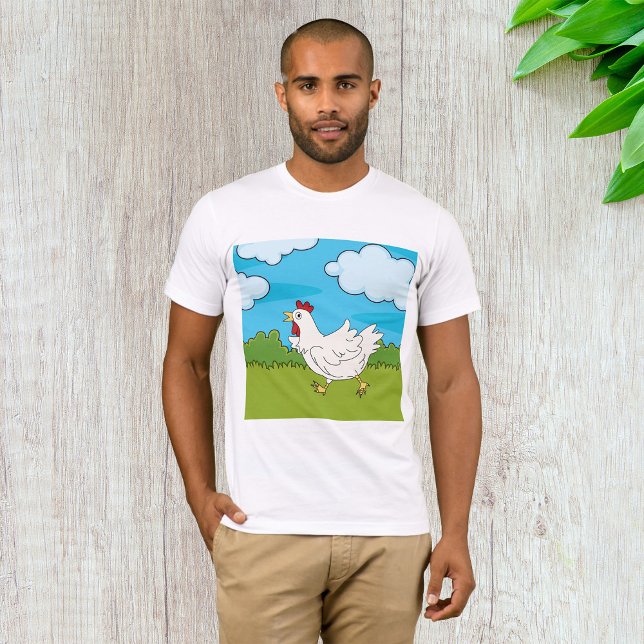 Chicken Running In A Field Mens T-Shirt (Creator Uploaded)