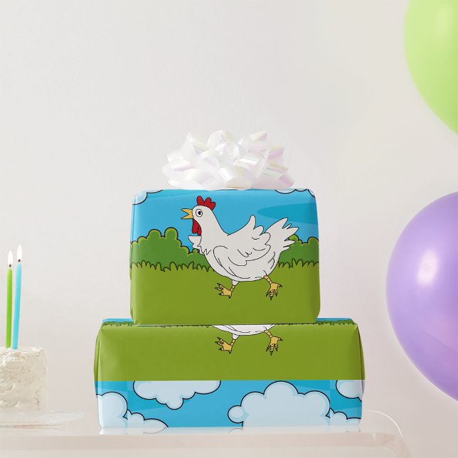 Chicken Running In A Field Wrapping Paper (Creator Uploaded)