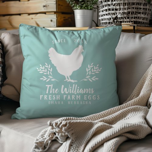 Chicken Rustic Egg Farm Family Name Throw Pillow