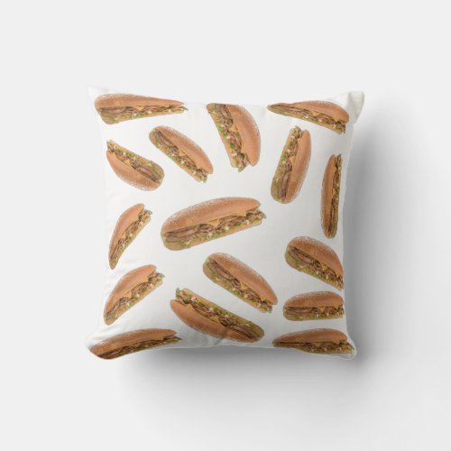Chicken sandwich pattern throw pillow
