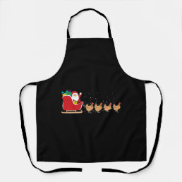 Chicken Santa Christmas Sleigh - Funny Chicken Apron