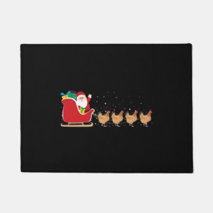 Chicken Santa Christmas Sleigh - Funny Chicken Doormat