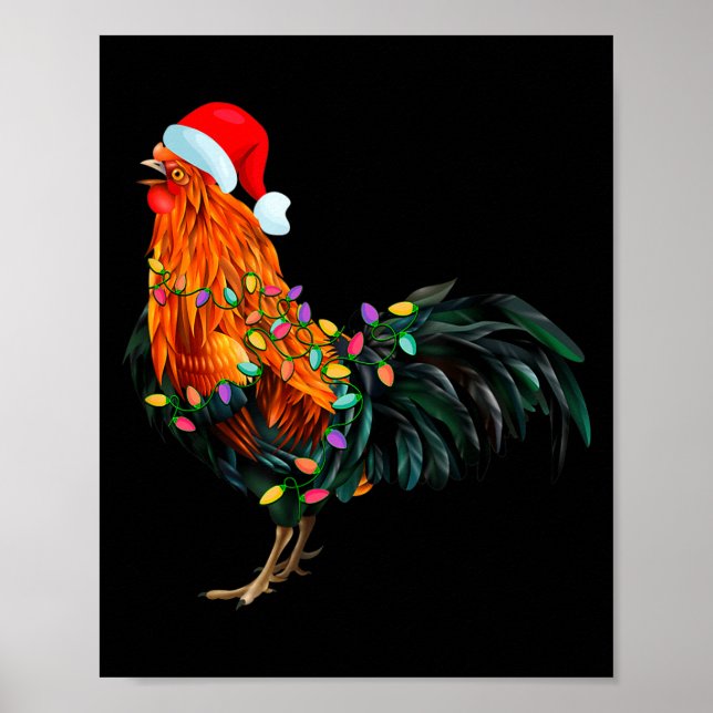 Chicken Santa Christmas Tree Funny Chicken Lover C Poster (Front)