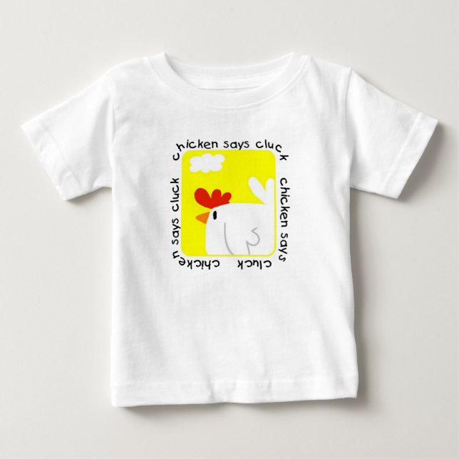Chicken Says Cluck Farm Baby Dress Baby T-Shirt (Front)
