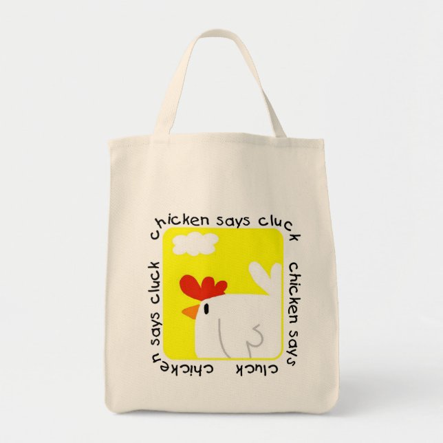 Chicken Says Cluck Tshirts and Gifts Tote Bag (Front)