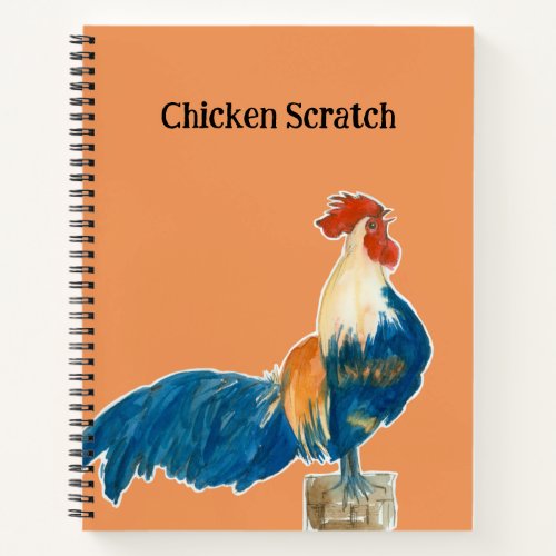 Chicken Scratch Diary Rooster Crowing Personalized Notebook