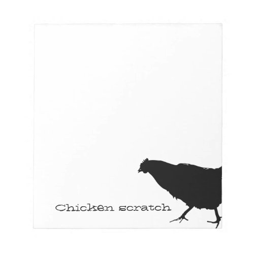 Chicken scratch paper pad black silhouette chicken