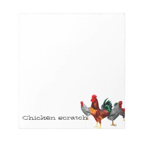 Chicken scratch paper pad multi chickensroosters