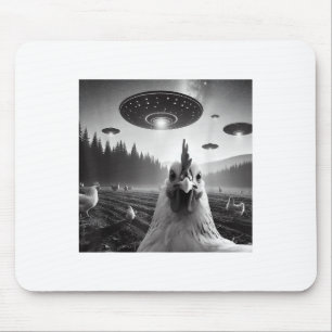 Chicken Selfie With Alien Ufo Tee Funny Gifts Men  Mouse Pad