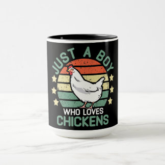 chicken shirt kids Just A Boy Who Loves Chickens Mug