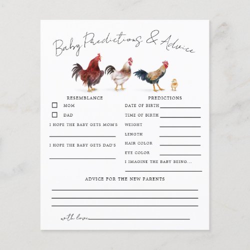 Chicken Shower Baby Predictions  Advice Card