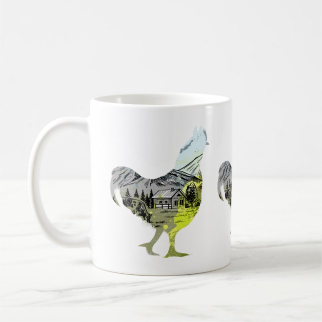 chicken silhouette with Farm Design Inside Coffee Mug (Left)