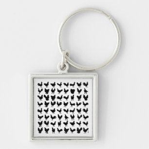 Chicken Silhouettes Keychain